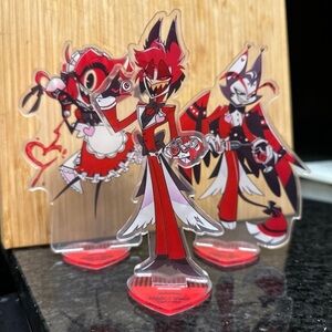 Bundle lot set of 3 Hazbin Hotel maid cafe anime acrylic figure standee